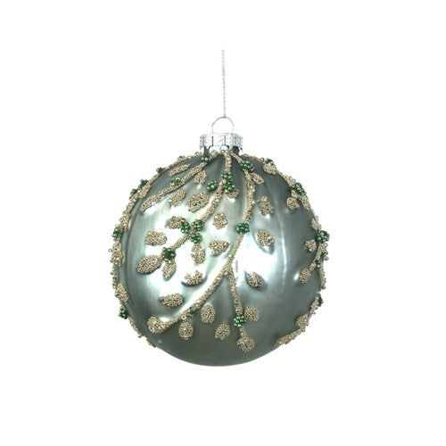 Glass Grey Bauble with Beading