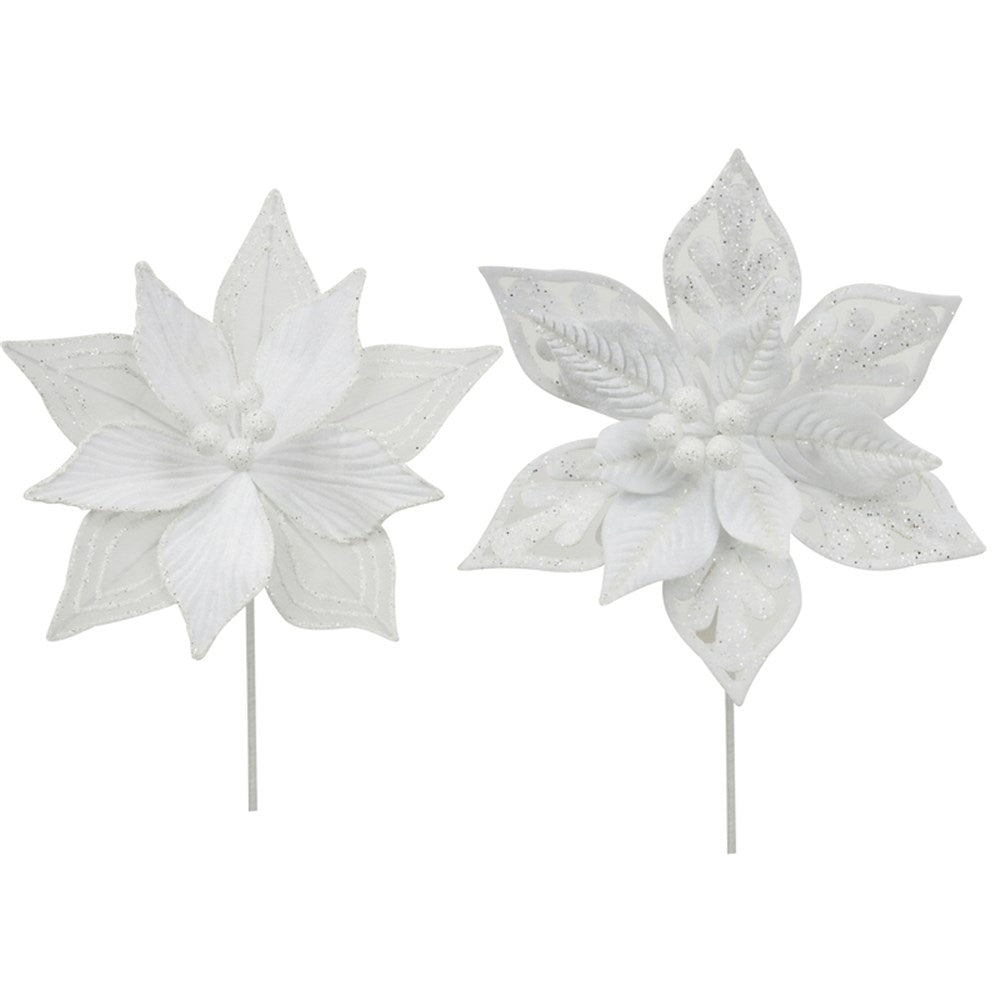 White Poinsettia and Magnolia Flower Clip - set of 2