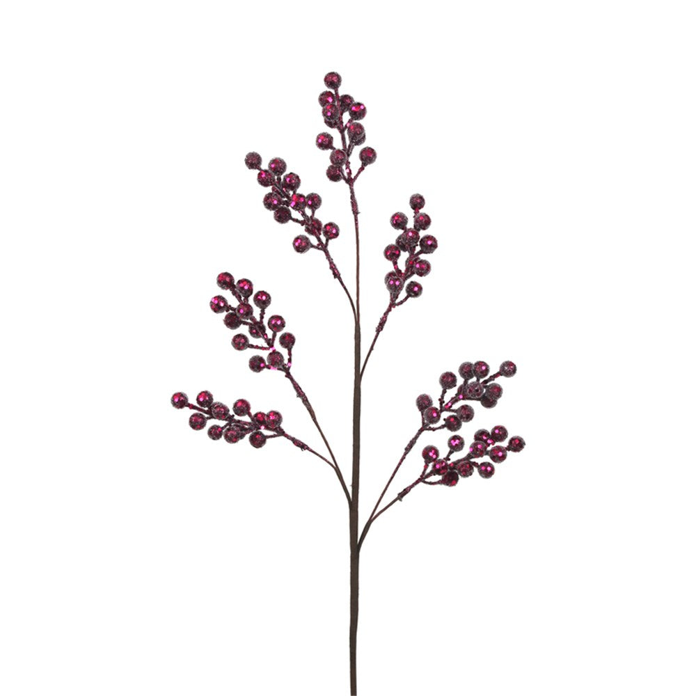 Plum Pink Berry Stem with Sugar Finish