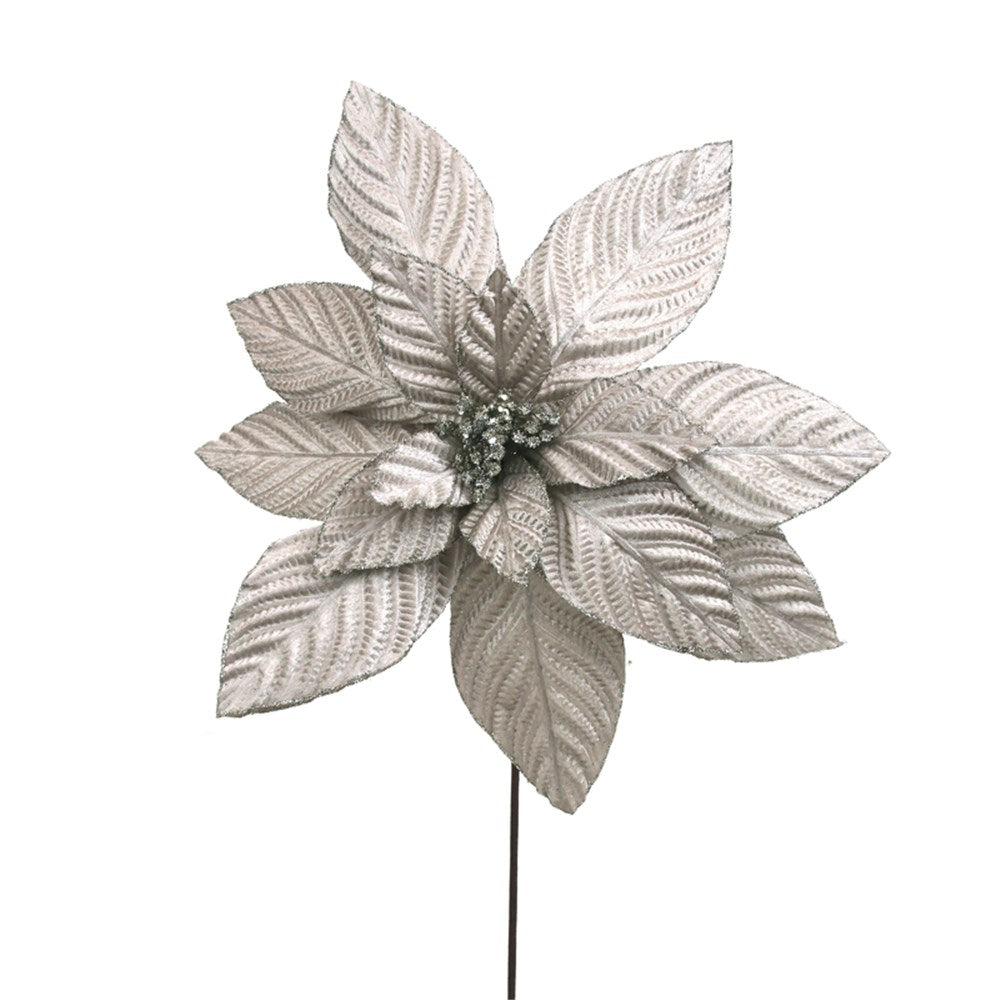 Platinum Velvet Poinsettia Flower Stem
