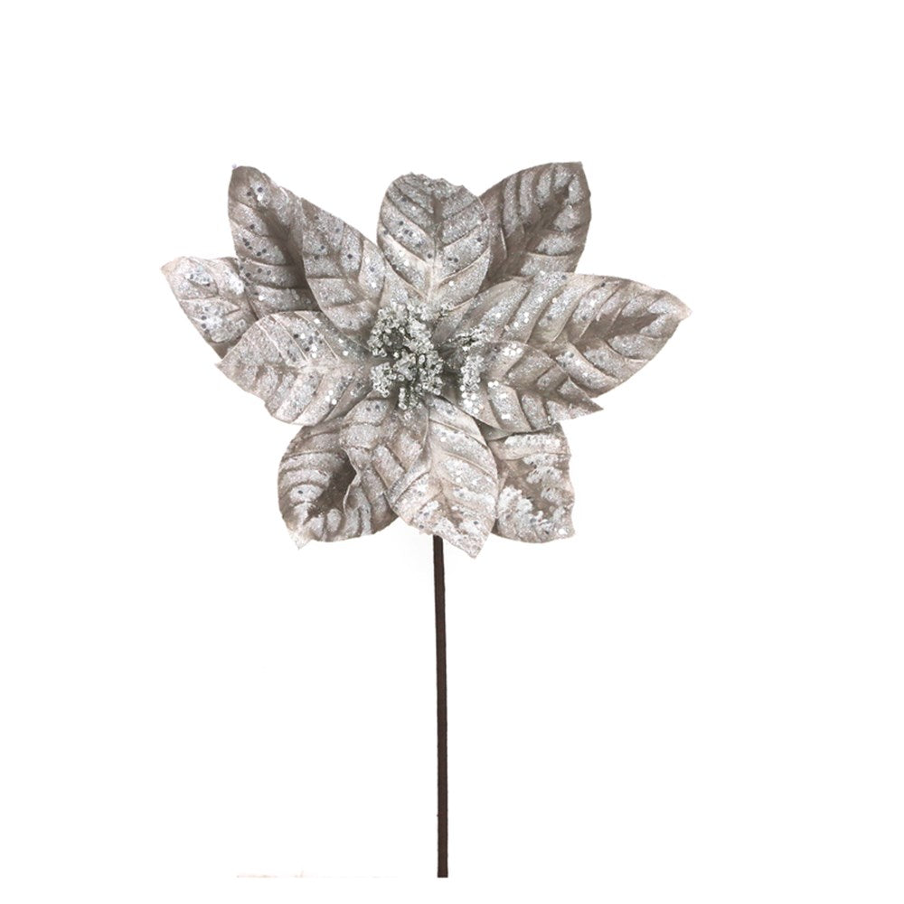 Platinum Velvet Poinsettia with Detailing