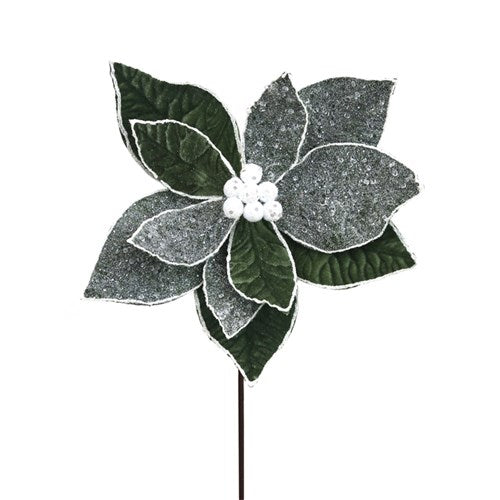 Sage Velvet Poinsettia with Detailing