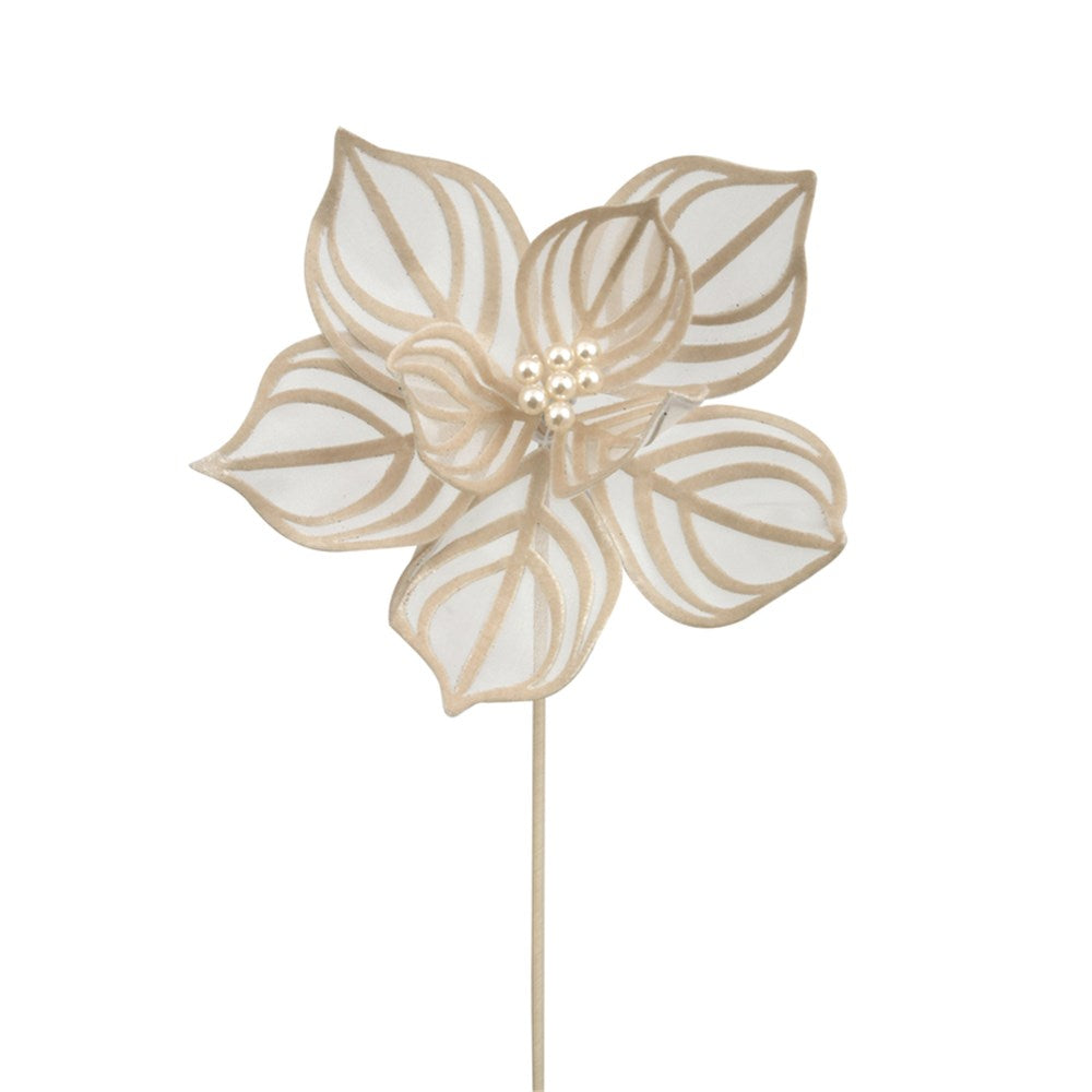 Champagne Lace Poinsettia with Pearl Centre Stem