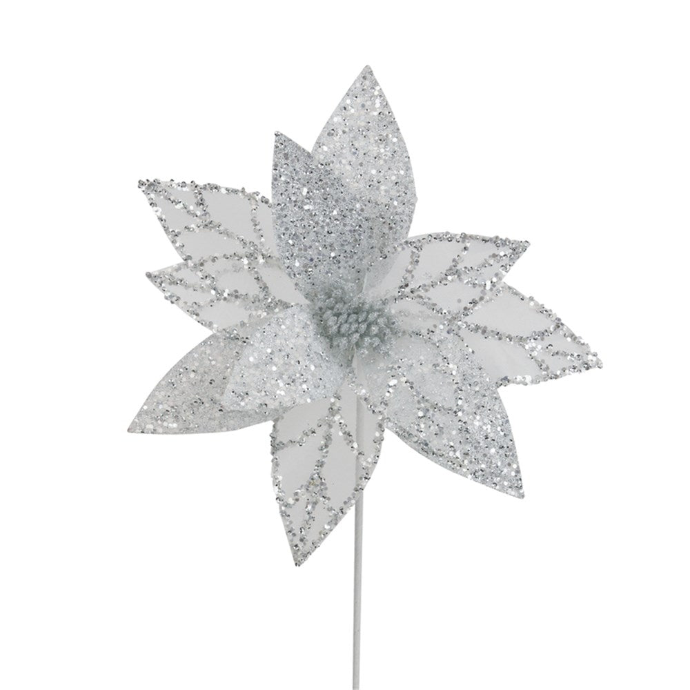 White and Silver Poinsettia Stem