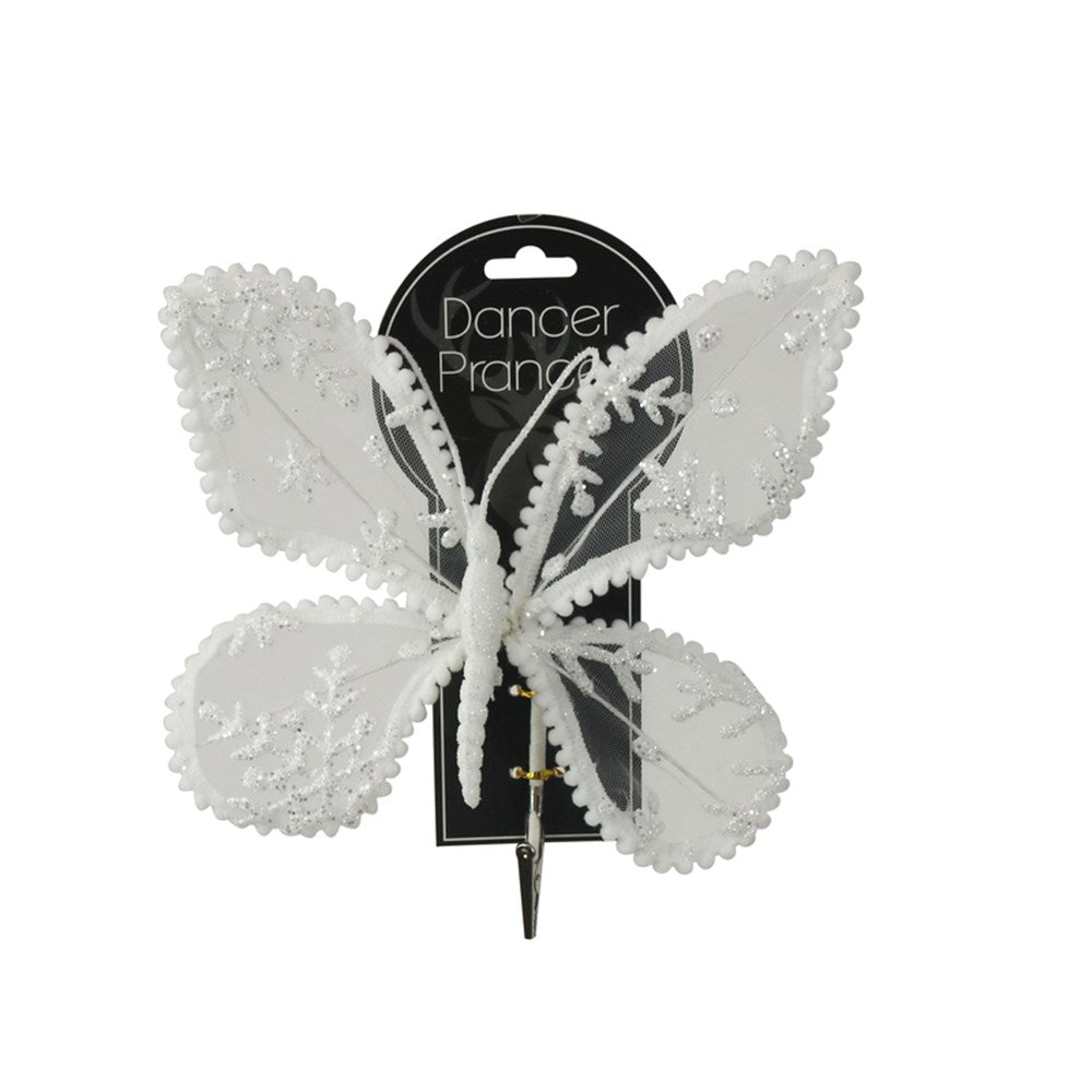 White Lace Butterfly with Clip