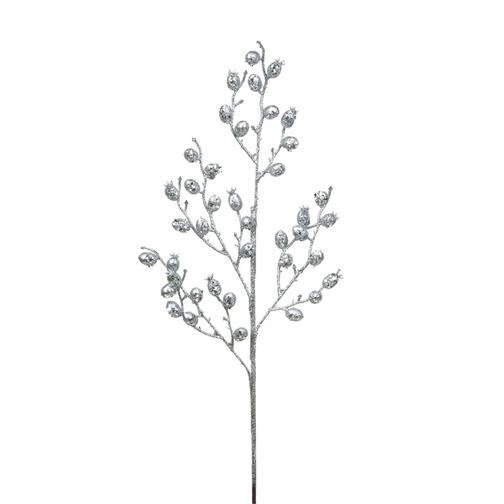 Silver Glitter Berry Stem