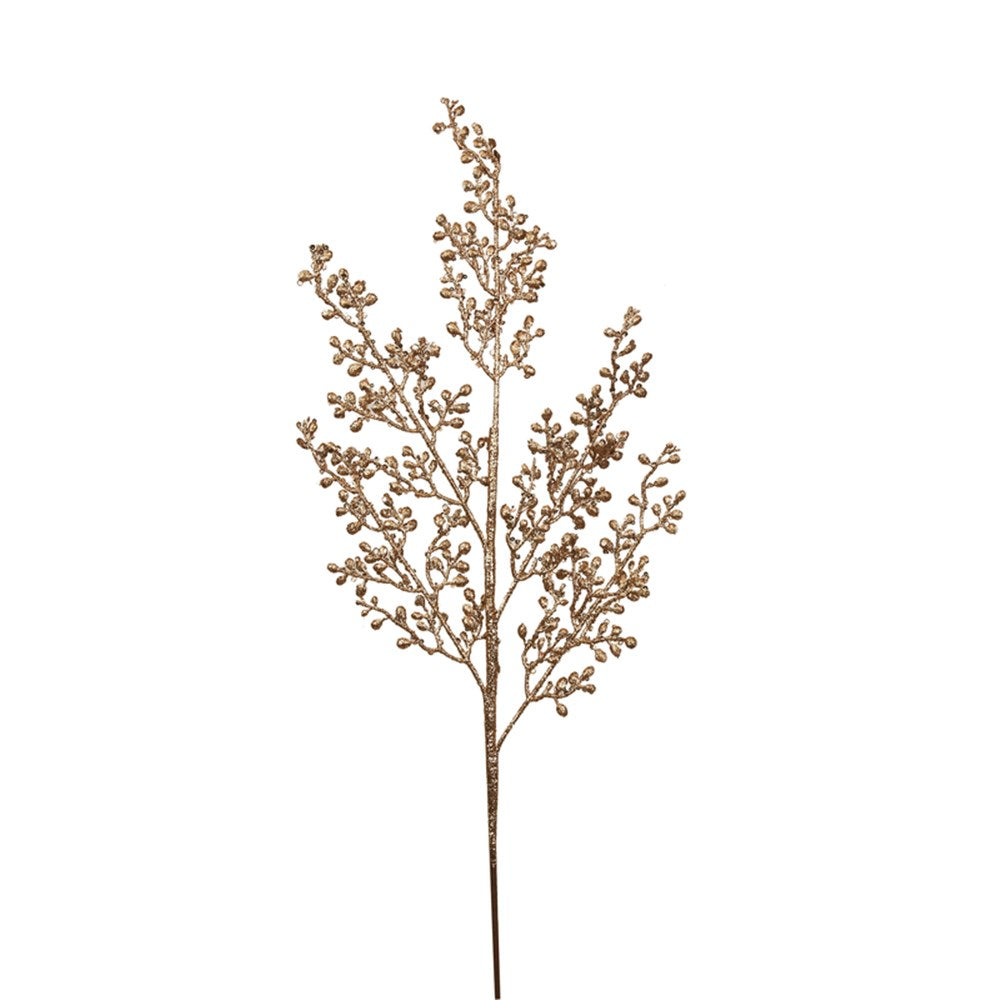 Rose Gold Glitter Foliage Stem