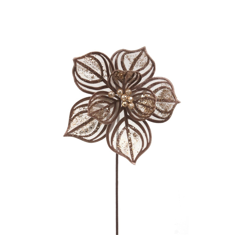 Mocha Lace Poinsettia Flower Stem