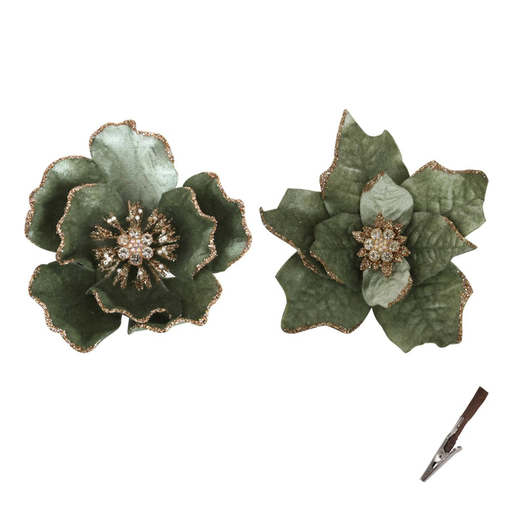 Sage Poinsettia and Magnolia Detail