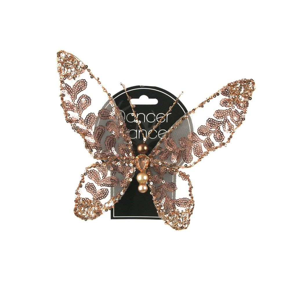Rose Gold Organza Butterfly with Clip