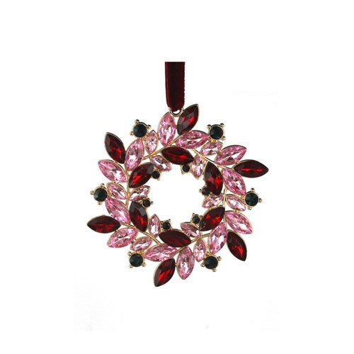 Burgundy Jewelled Wreath Decoration