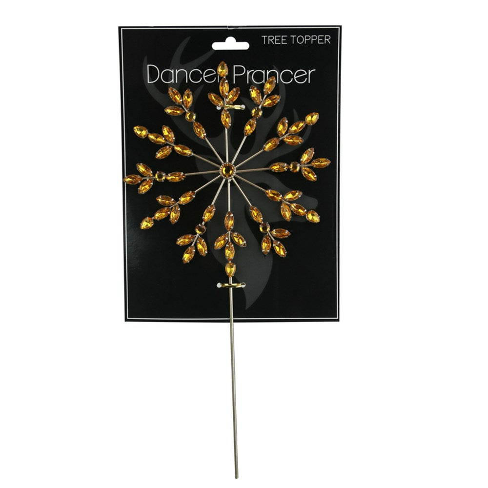 Metal Snowflake Tree Topper with Amber Gems