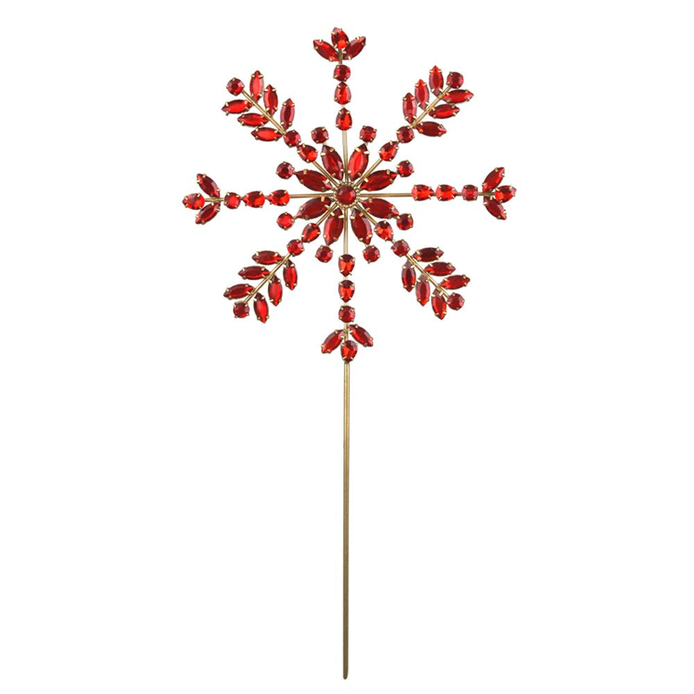 Gold Metal Snowflake Tree Topper with Jems