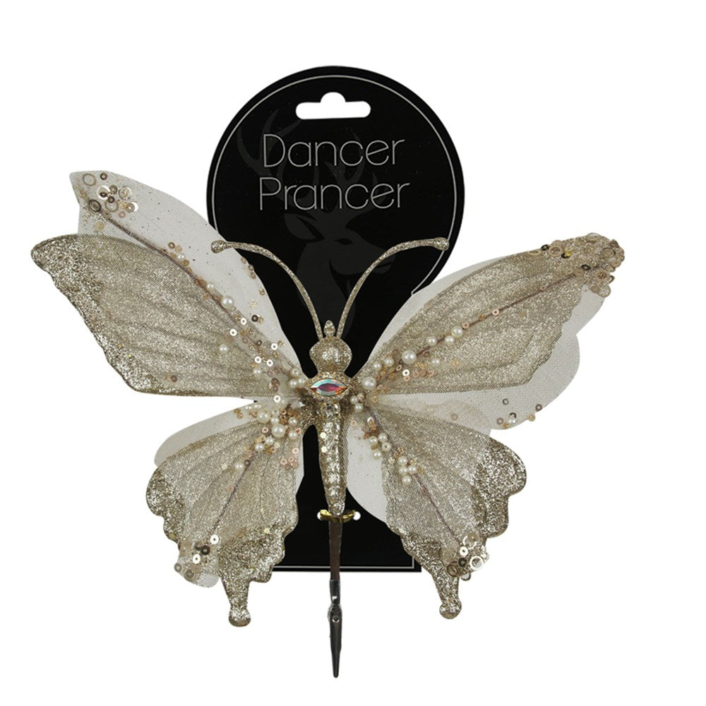 Champagne Butterfly with Clip - 28cm