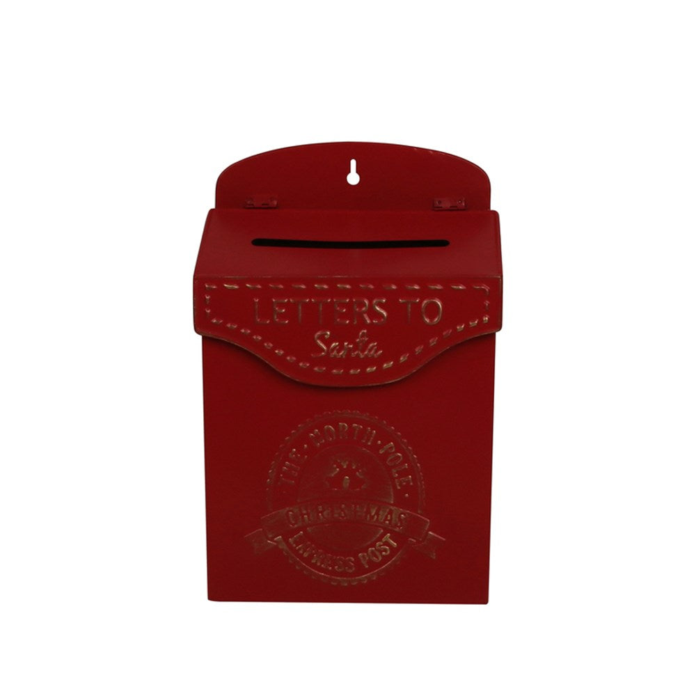 Red Metal Mailbox with Brushed Gold Details