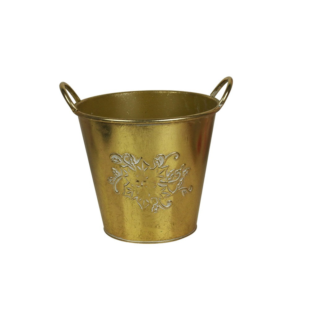Antique Gold Metal Bucket - 27cm