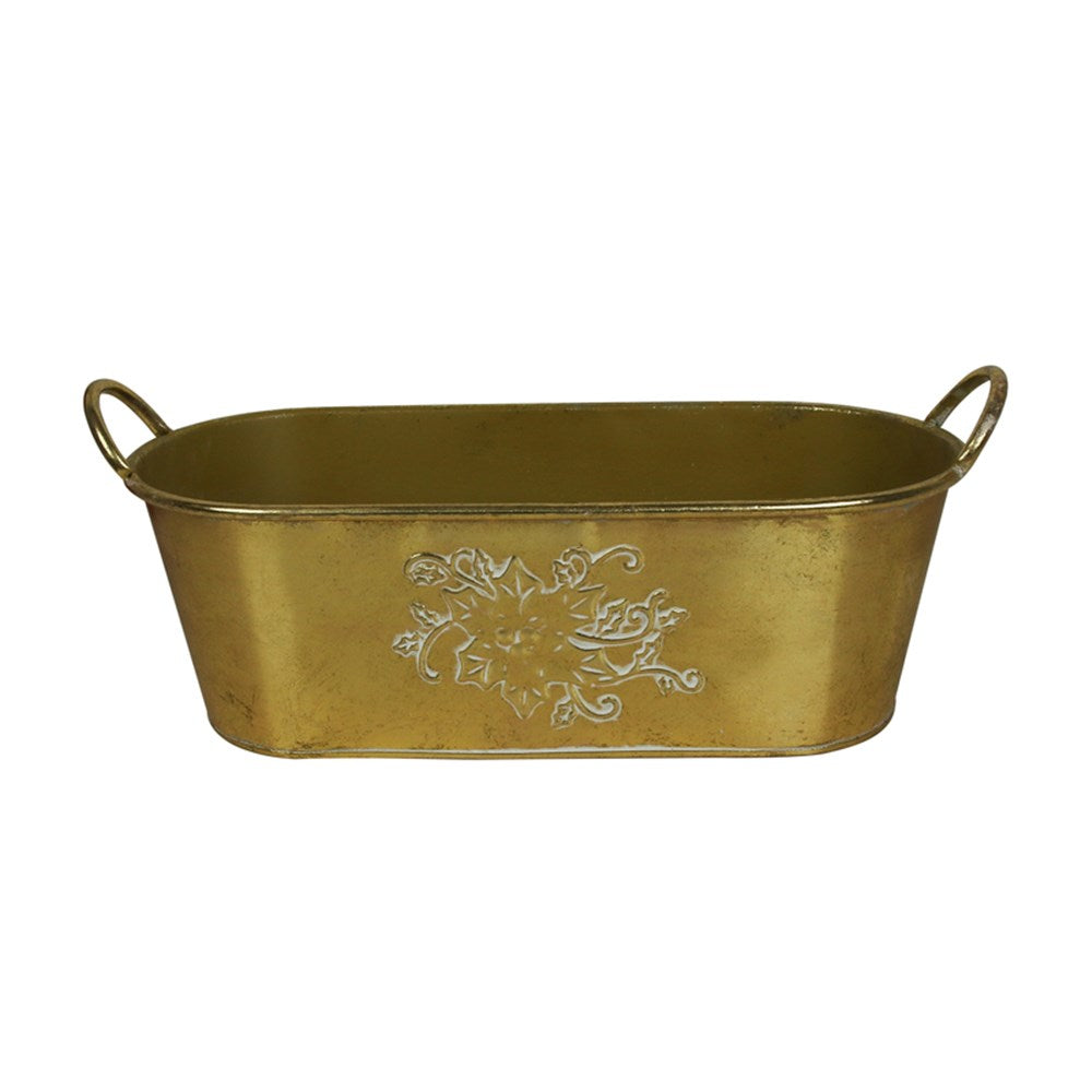 Antique Gold Metal Planter - 49cm
