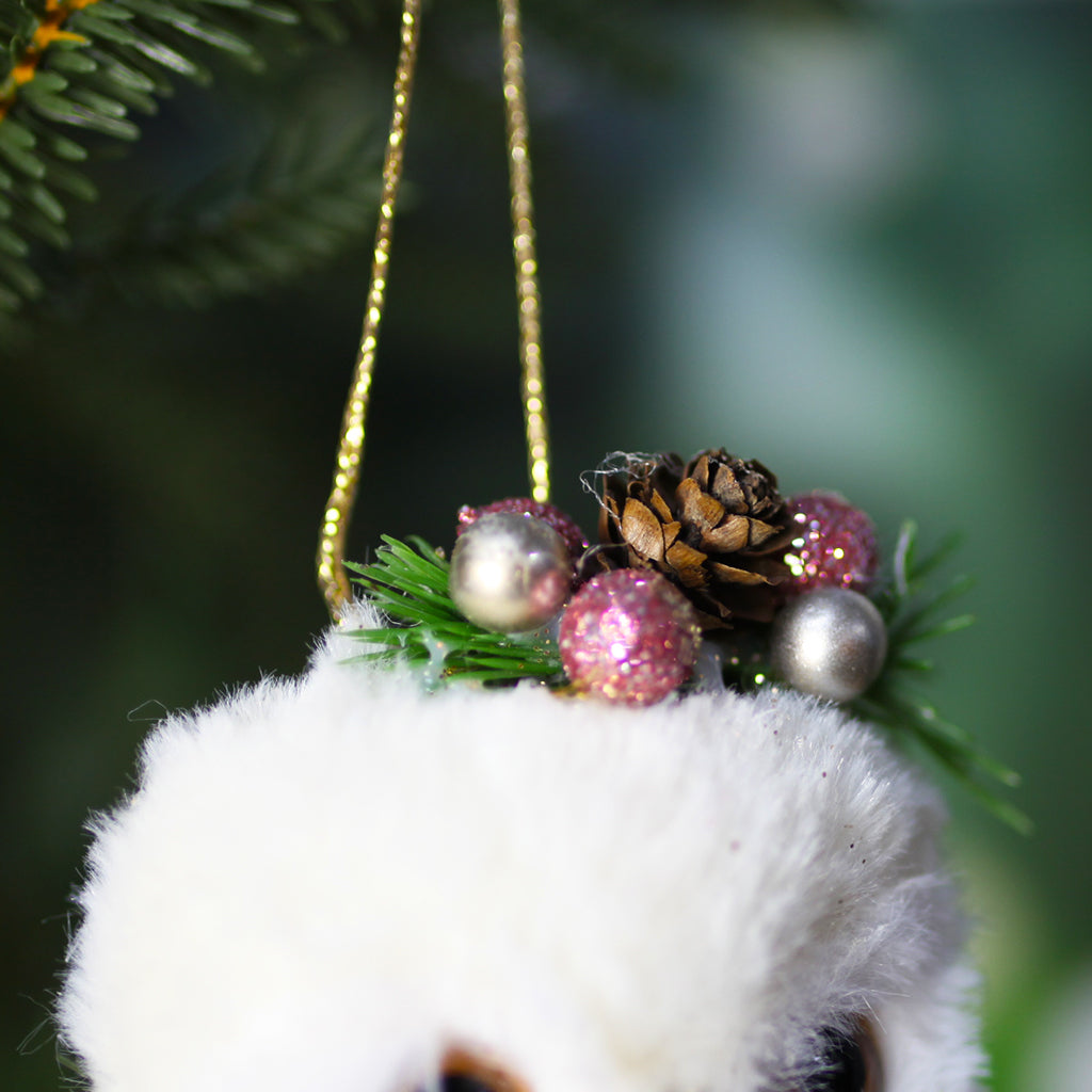 18cm White Owl Christmas Tree Ornament