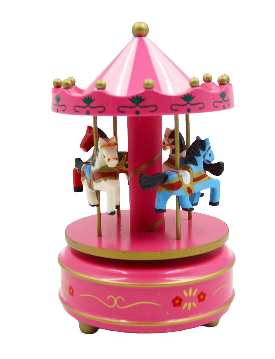 WOODEN Musical Carousel - Hot Pink