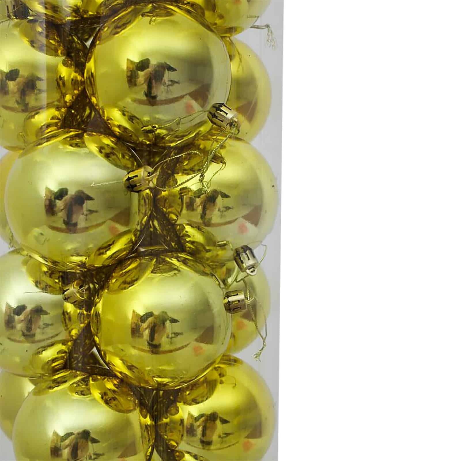 80mm Christmas Baubles Yellow Gold 48 Balls Gloss