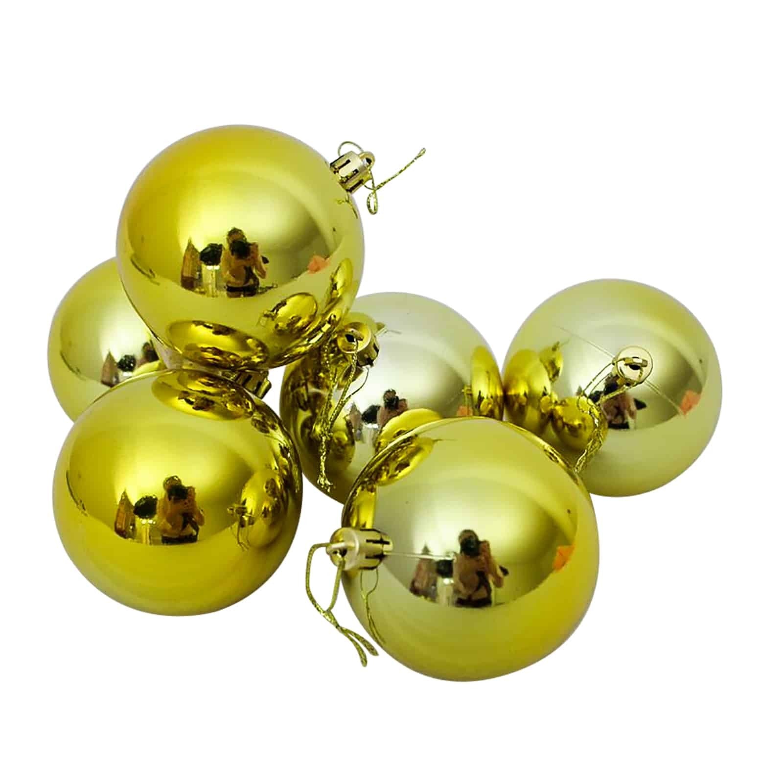 80mm Christmas Baubles Yellow Gold 48 Balls Gloss