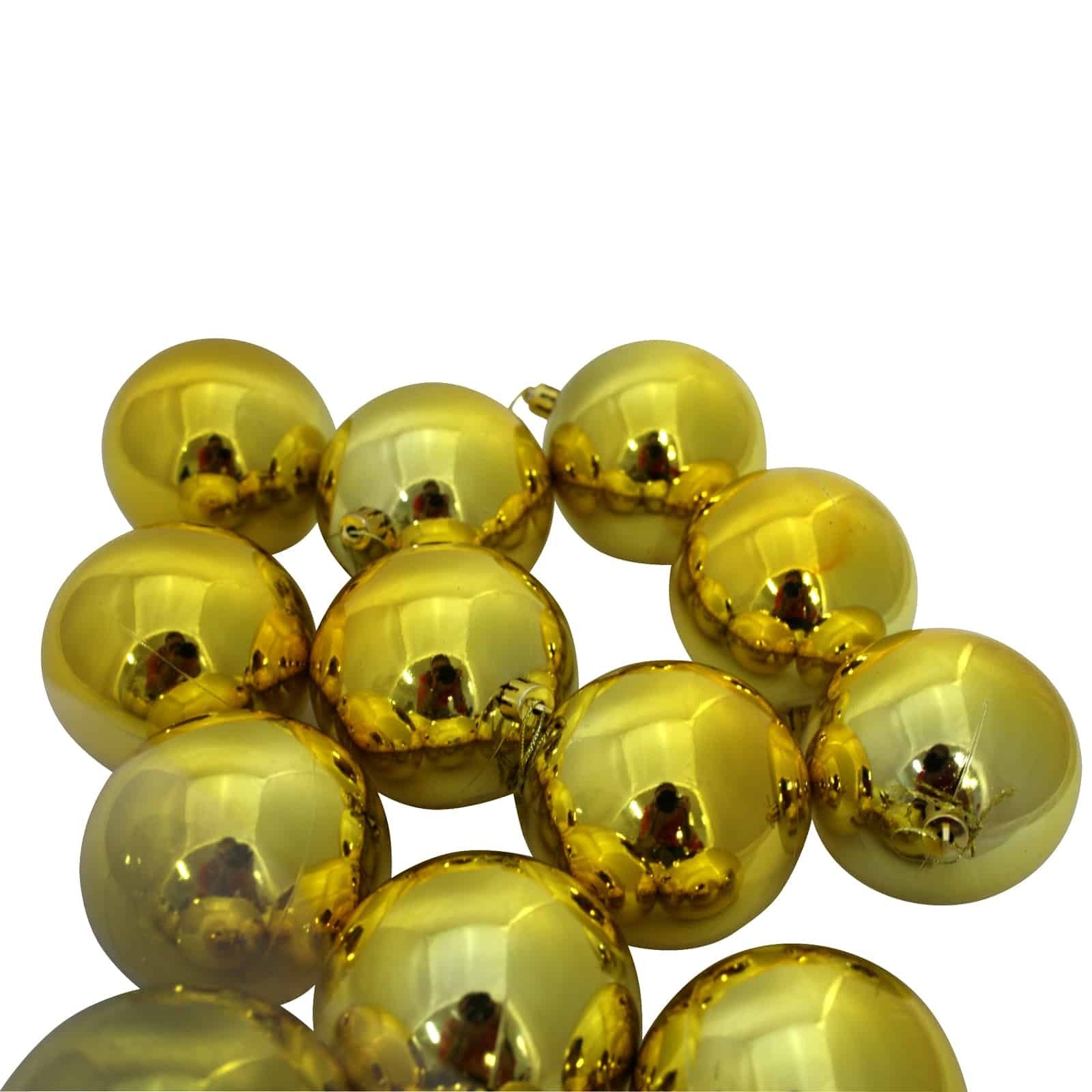 80mm Christmas Baubles Yellow Gold 48 Balls Gloss