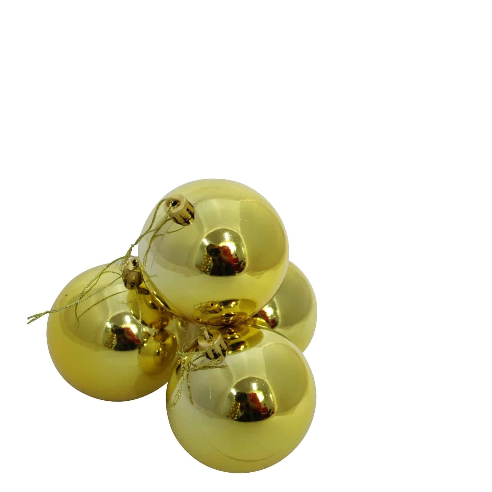 80mm Christmas Baubles Yellow Gold 48 Balls Gloss
