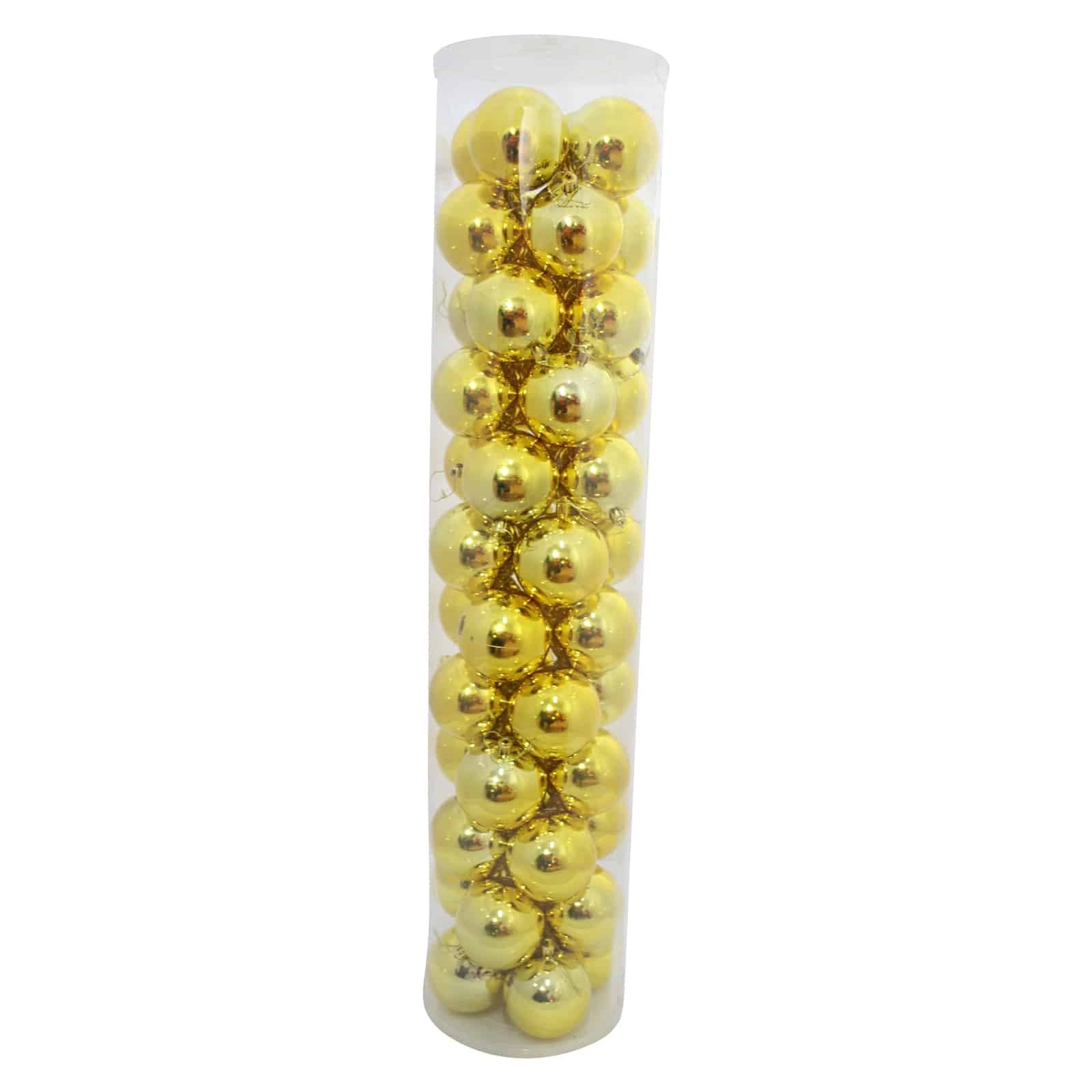 80mm Christmas Baubles Yellow Gold 48 Balls Gloss
