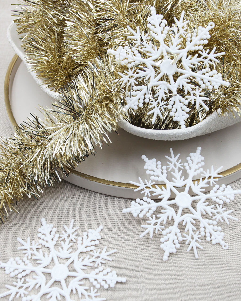 WHITE SNOWFLAKES 12 Pack 120mm Ornament