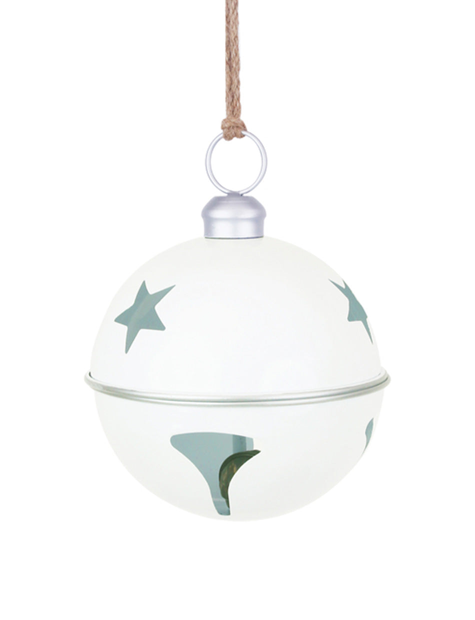 20CM WHITE SLEIGH BELL W/SILVER CAP & RIM