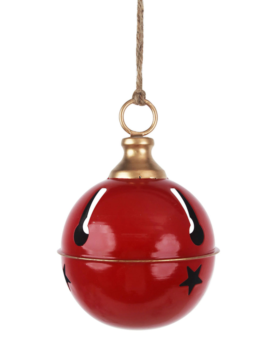 Red Sleigh Bell with Champagne Cap and Rim - 12cm