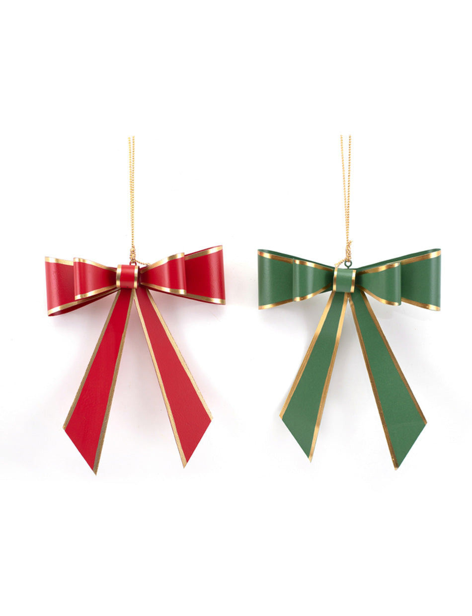 Red and Sage Metal Tree Bows - 20cm