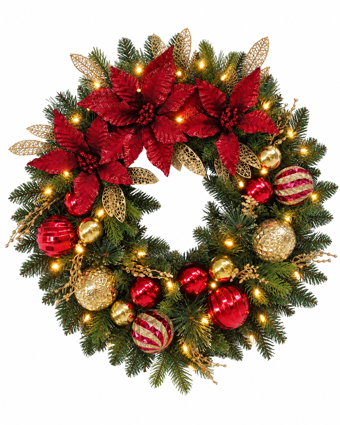 Brighton Pre-Decorated Wreath Pre-Lit 60cm / 29inches