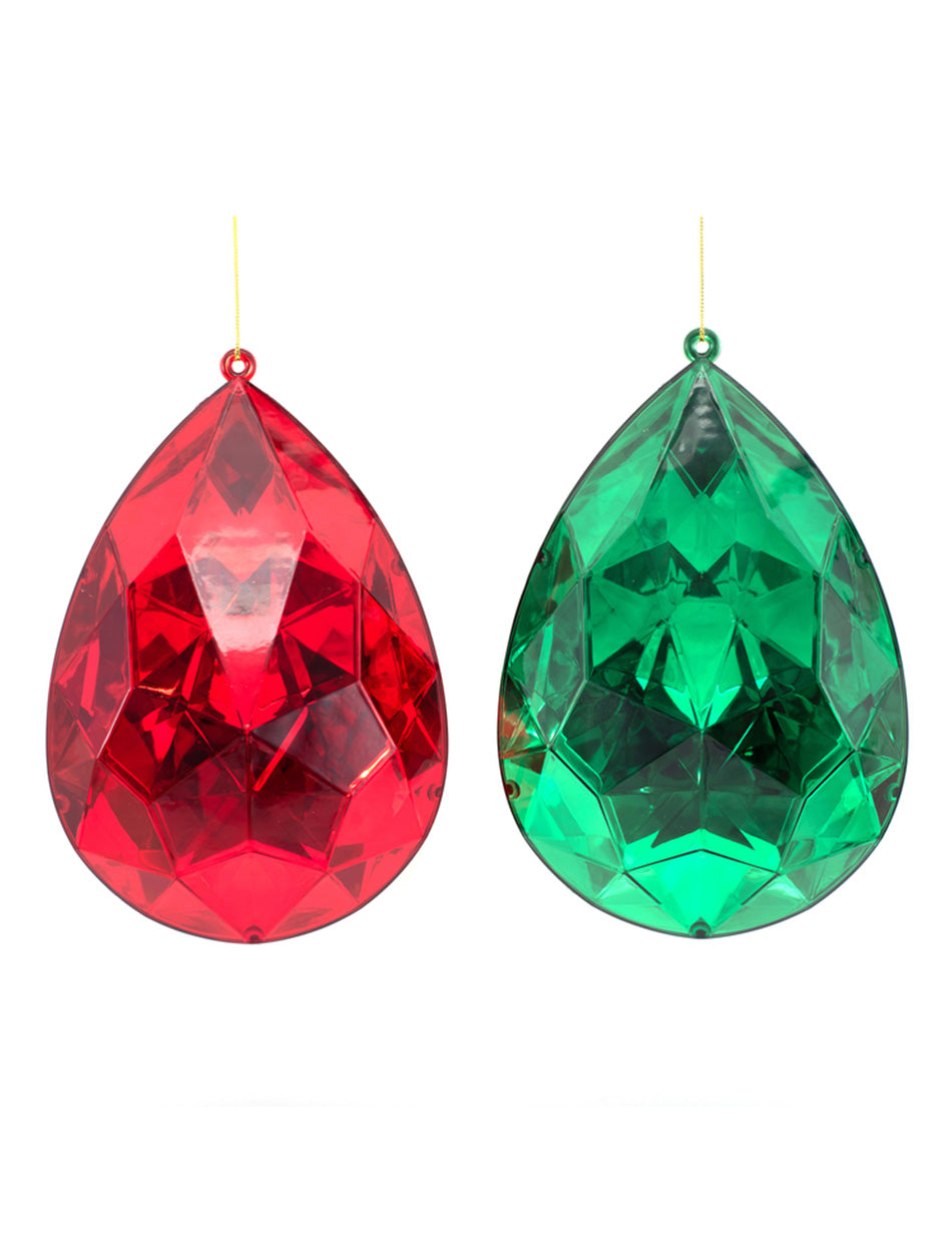 Tear Drop Red and Green Jewel Ornament 23cm