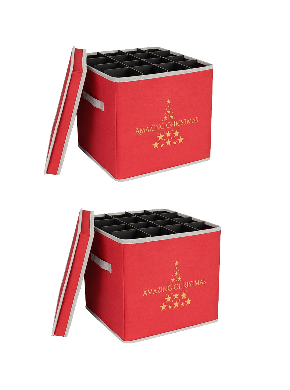 2 X Christmas Bauble Ornament Storage Bag 100mm x 27 Grey Trim