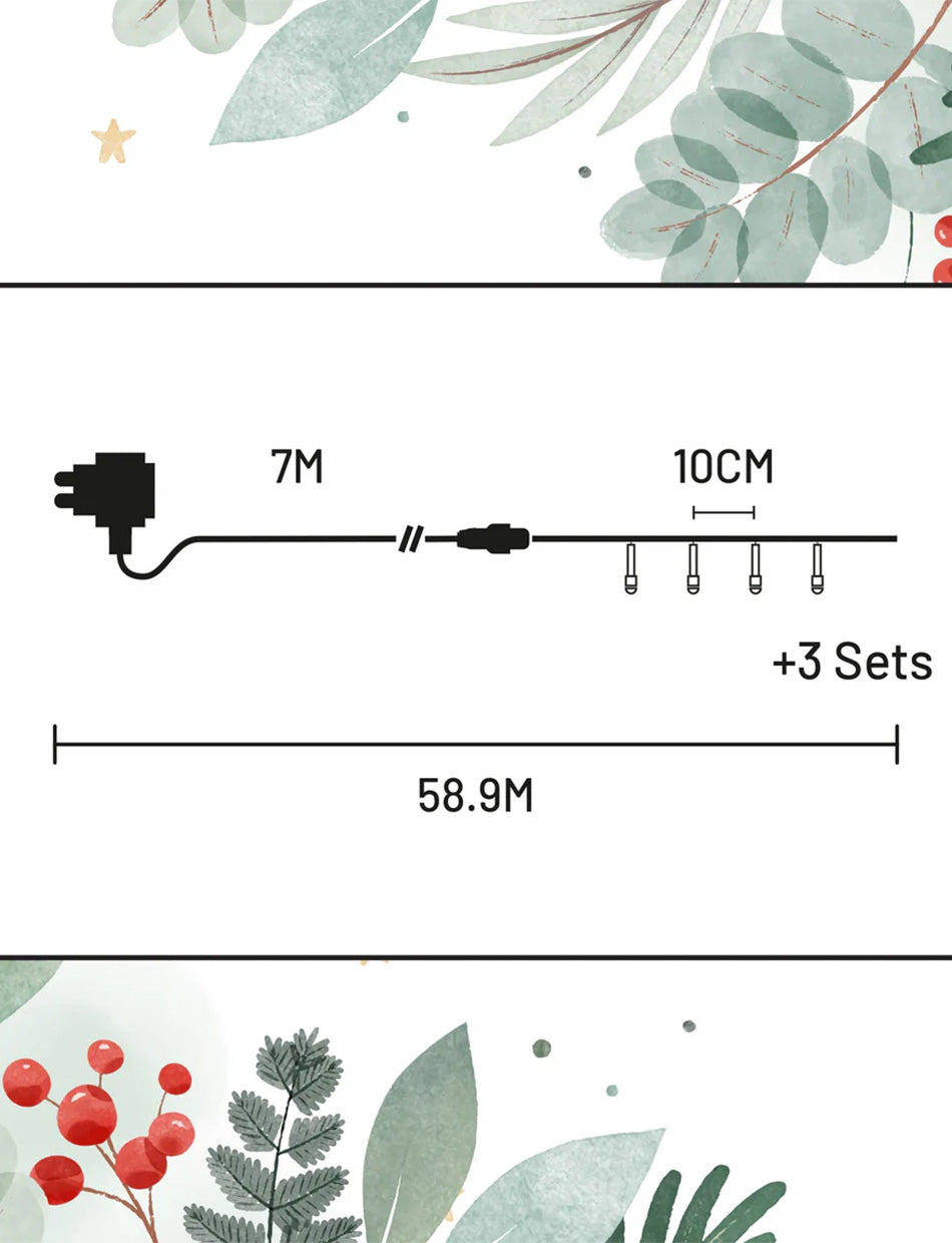 520 LED Fairy Light Chain - Clear Cable Candy