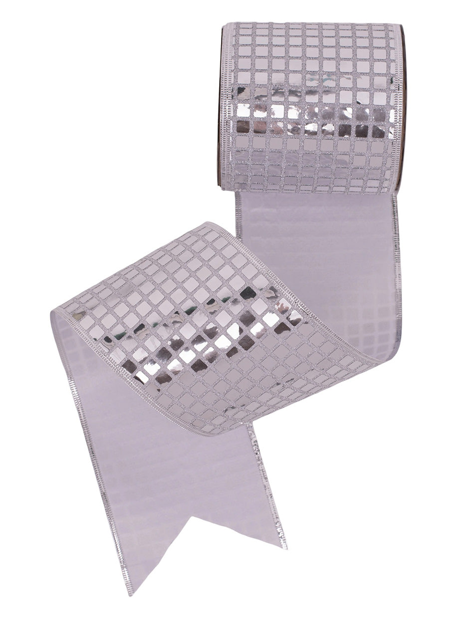 Mirror Ball Ribbon with Wire Edging