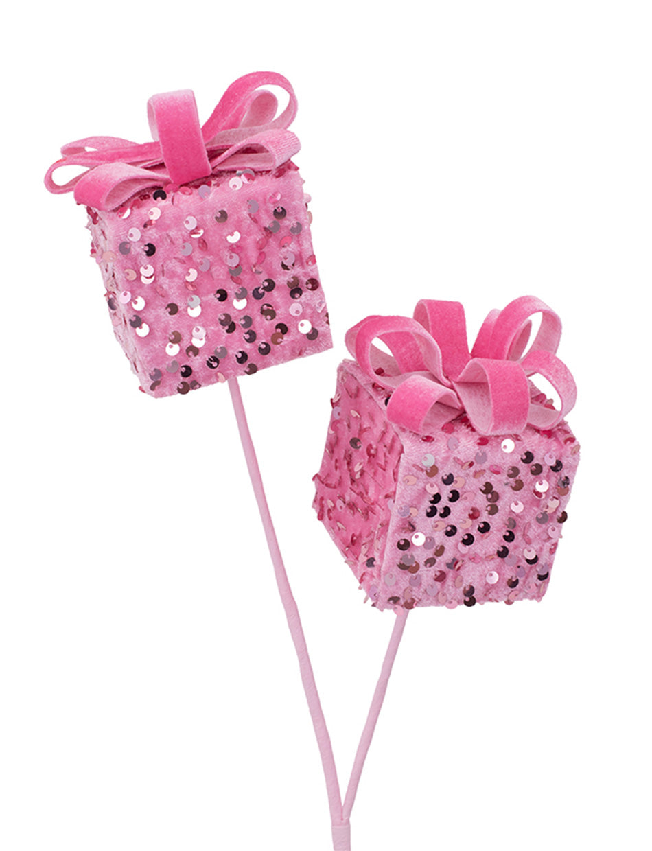Candy Pink Sequin Gift Box Pick 66cm