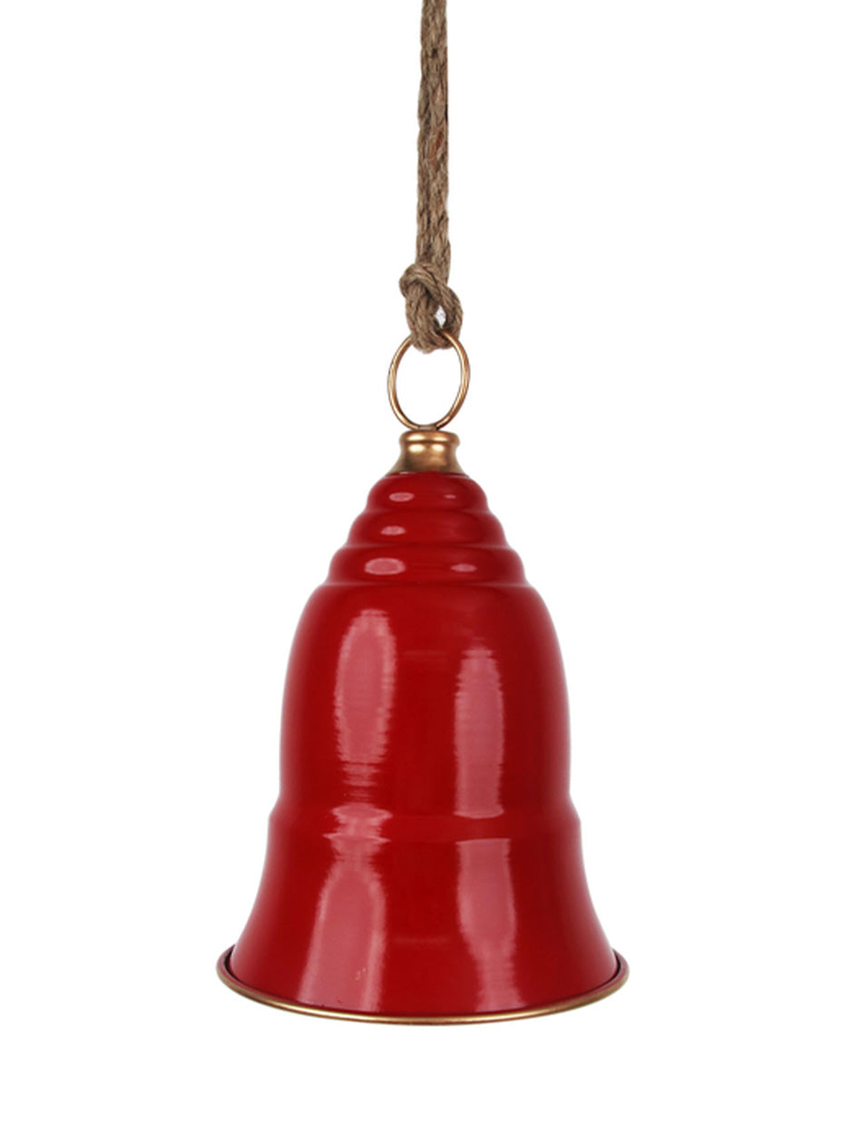 Red Sleigh Bell with Champagne Cap and Rim - 26cm x 17cm