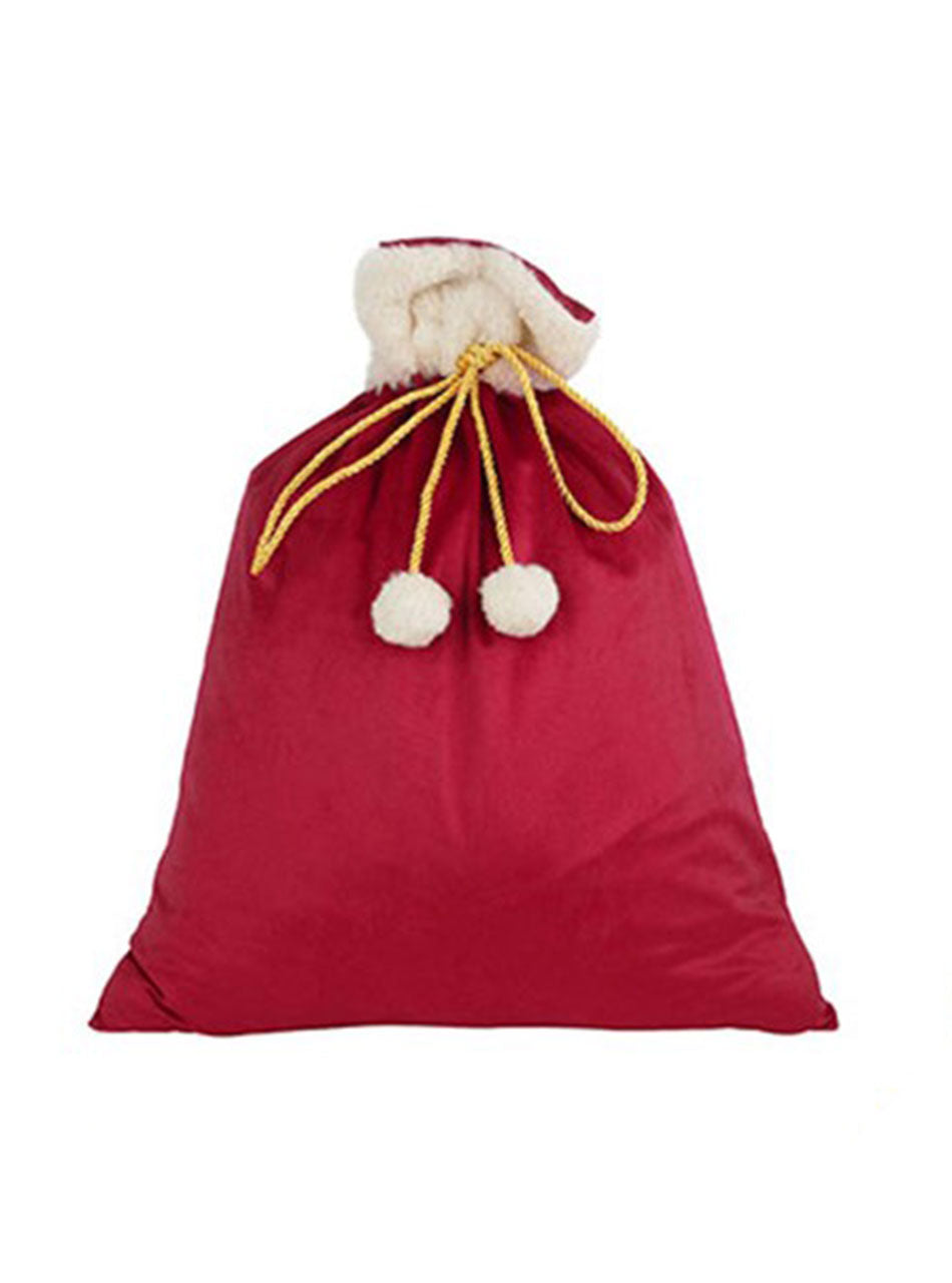 Red Velvet Santa Sack with Pom Poms