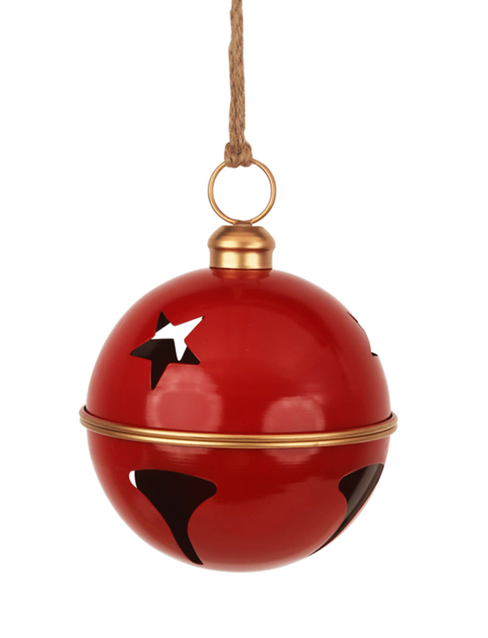 Red Sleigh Bell with Champagne Cap and Rim - 20cm