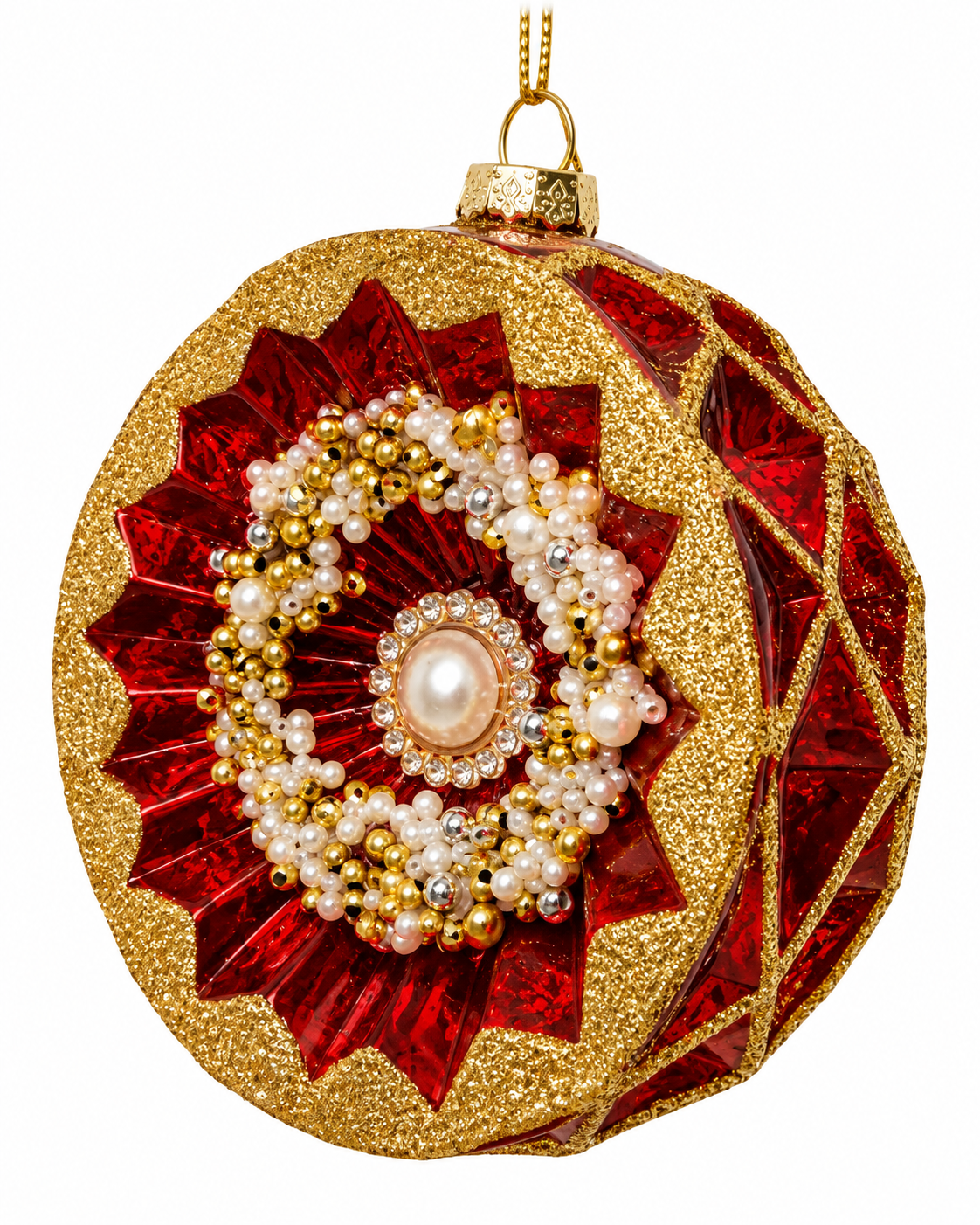 Half Bauble Red 120mm Glass