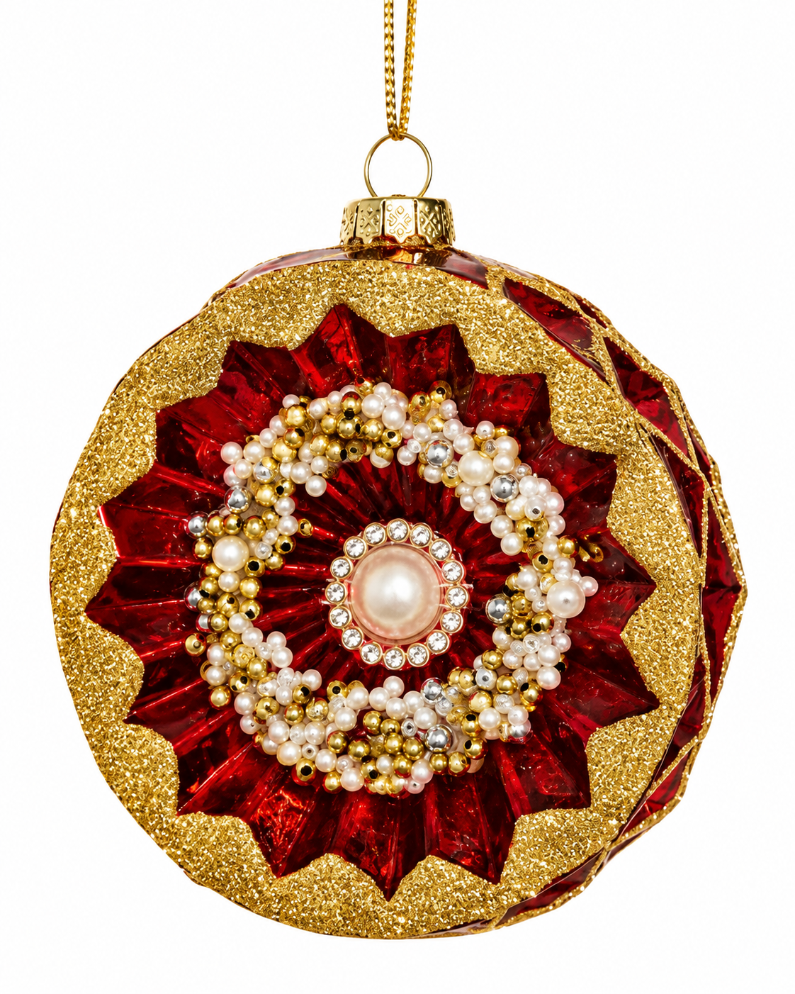 Half Bauble Red 120mm Glass