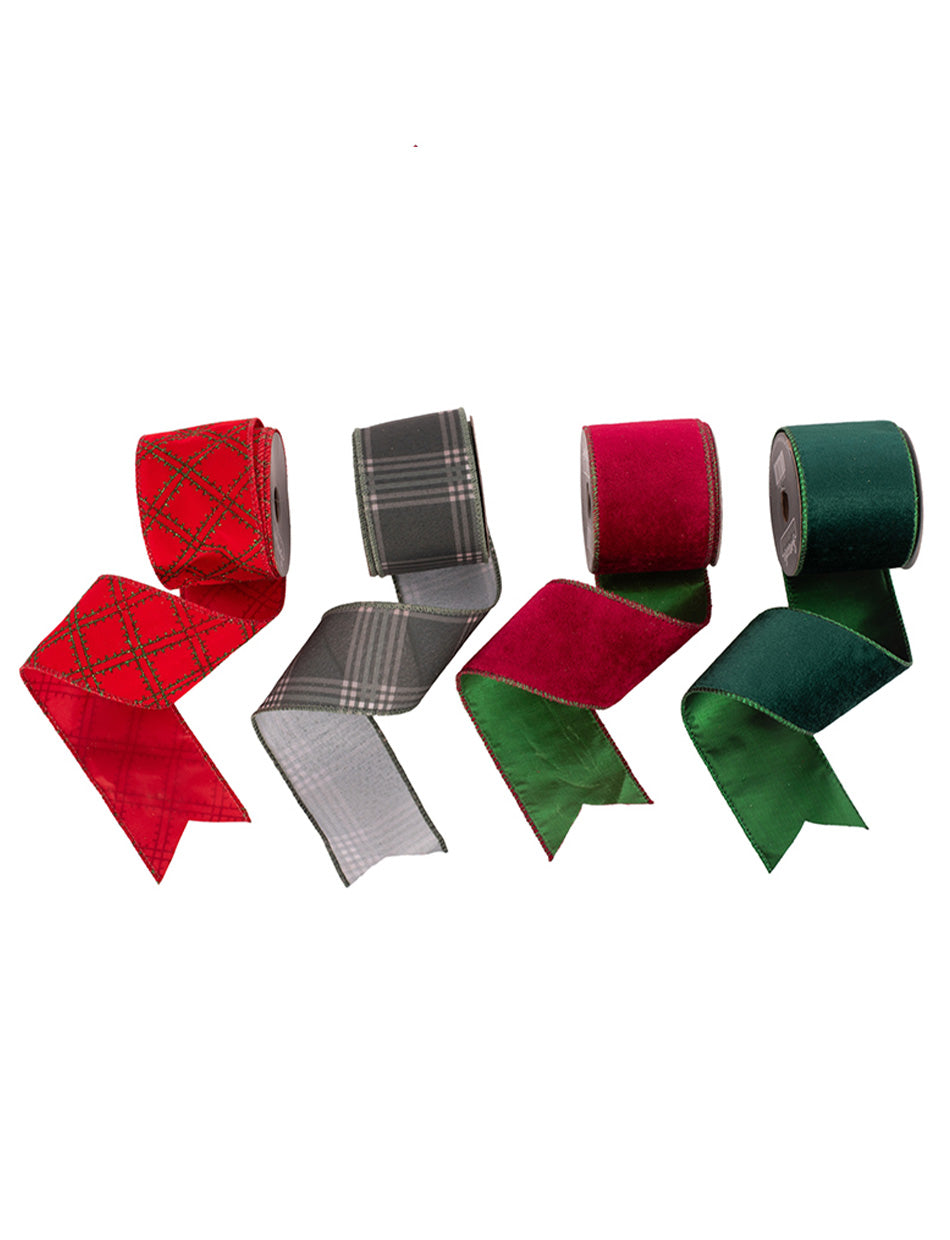 Red and Green Ribbon 5m 4 pack