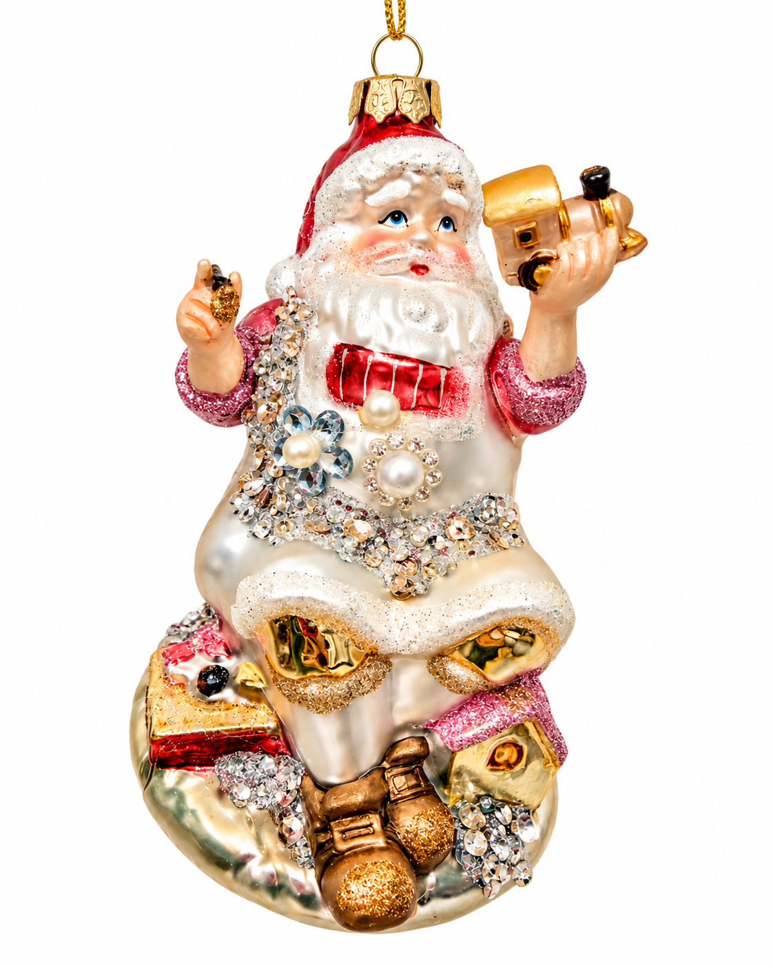 Christmas Santa Glass Ornament