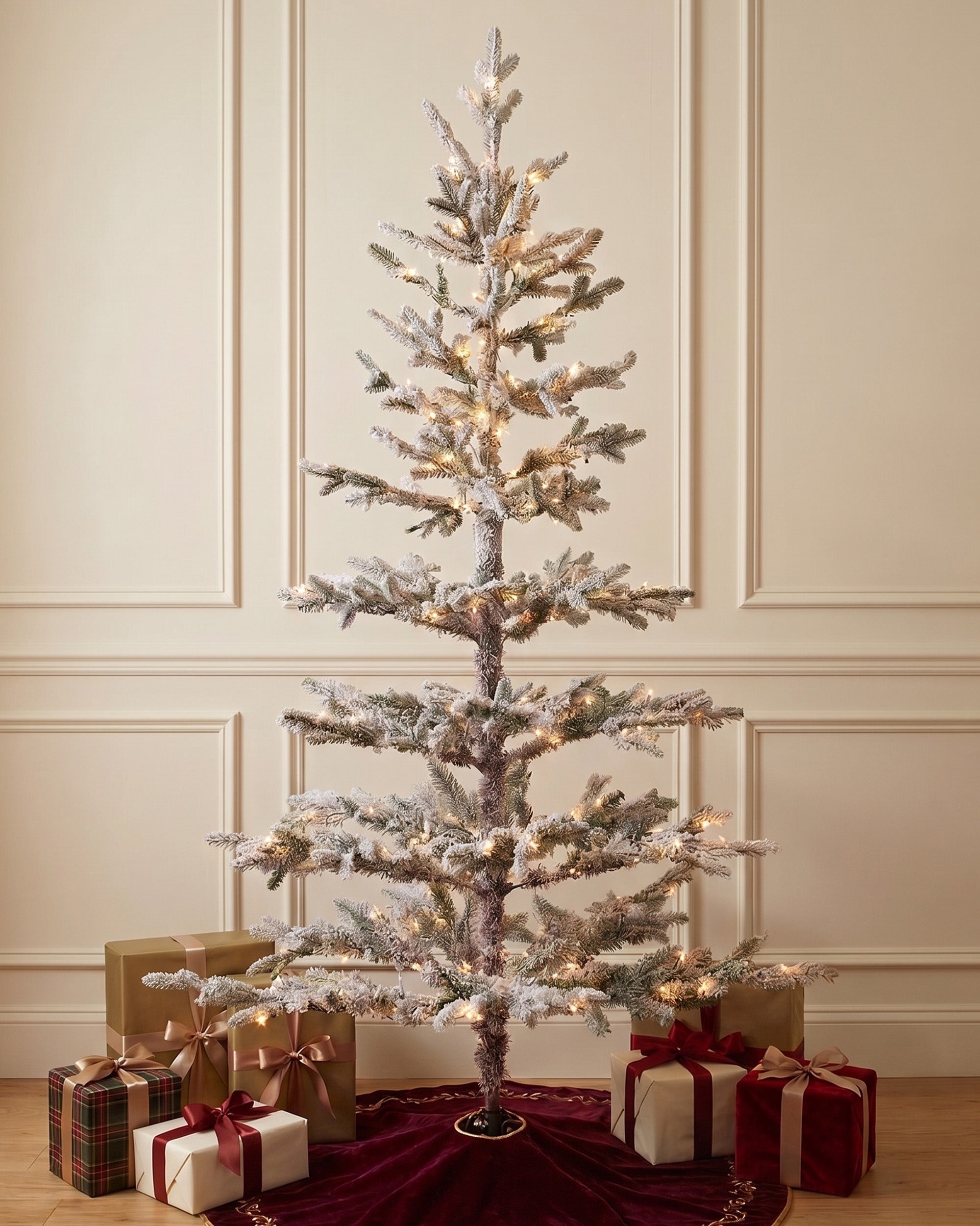 Scandinavian Flocked Fir 6ft/180cm Pre-Lit Christmas Tree