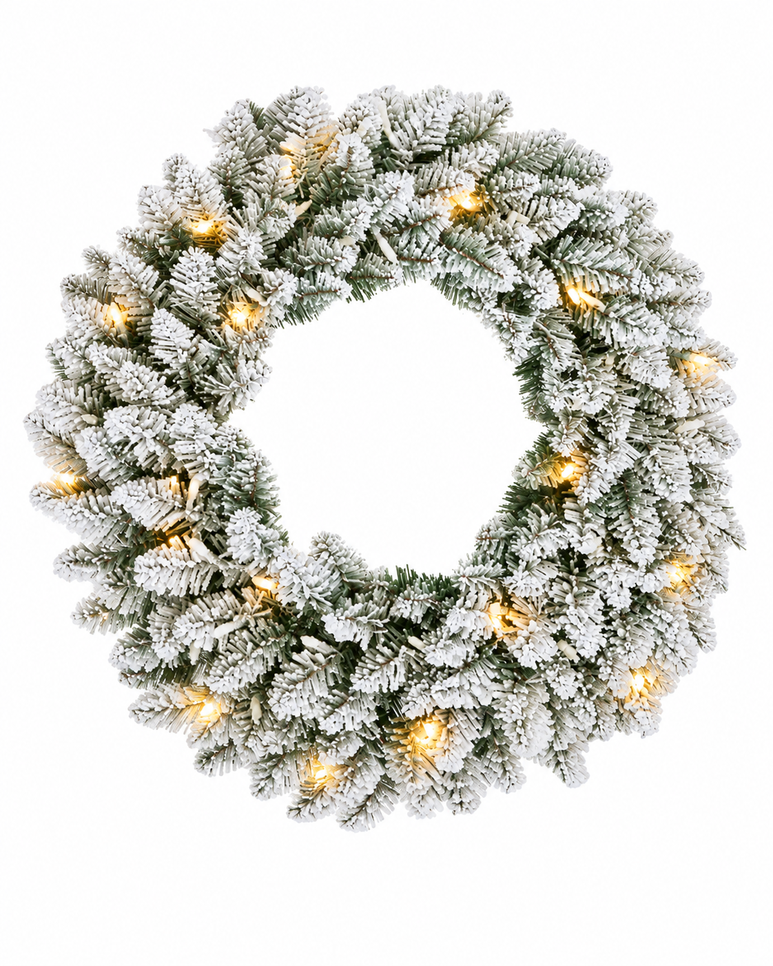 Snowy Flocked Wreath 61cm  Pre-Lit
