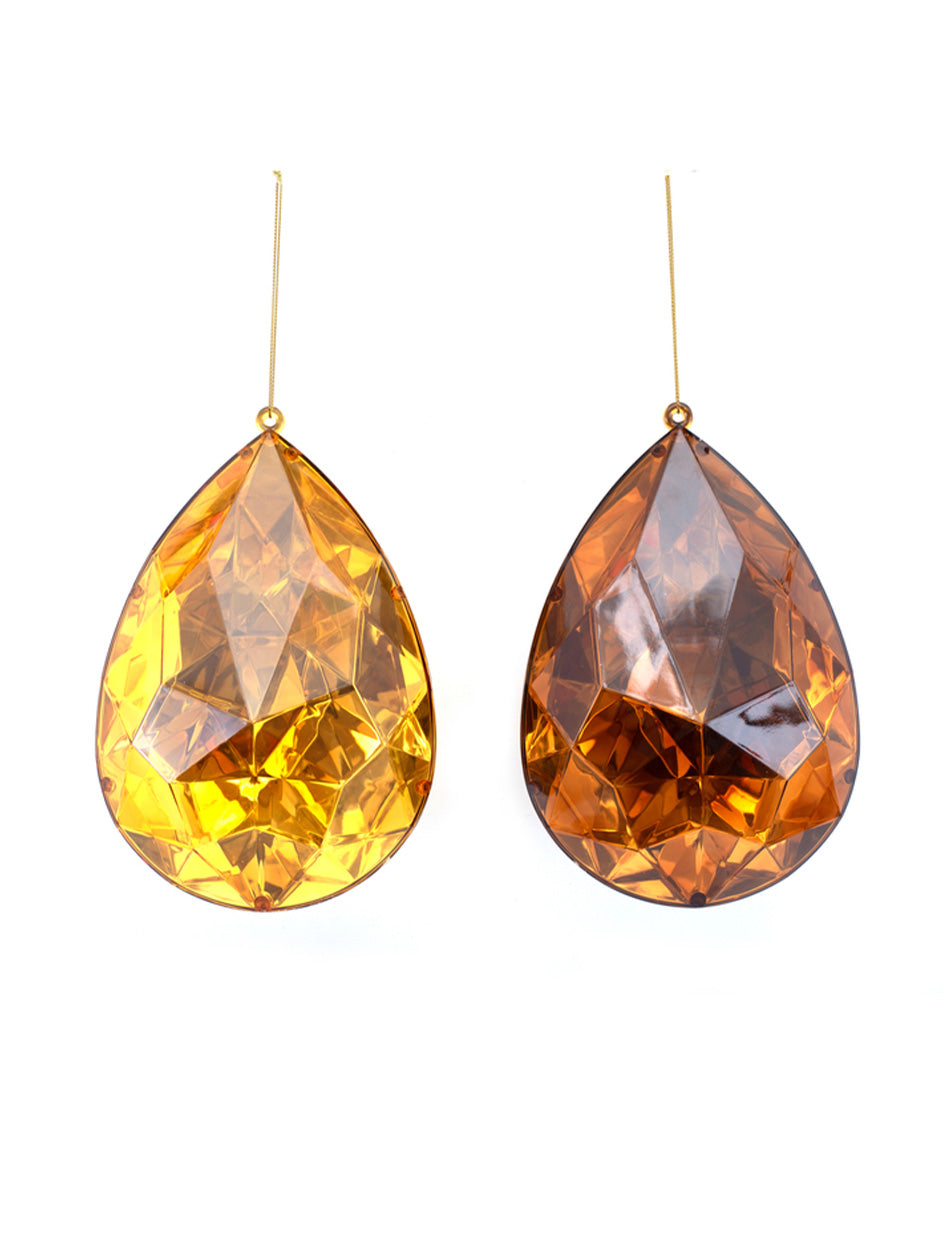 Tear Drop Jewel Ornament Copper and Amber 19cm