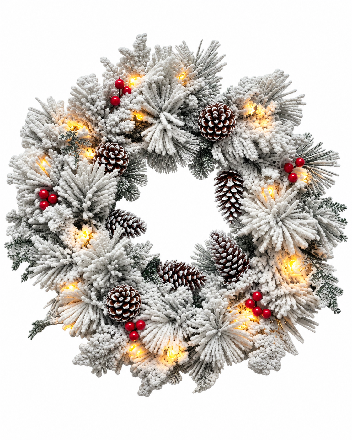 The Thredbo Flocked Wreath 50cm Pre-Lit