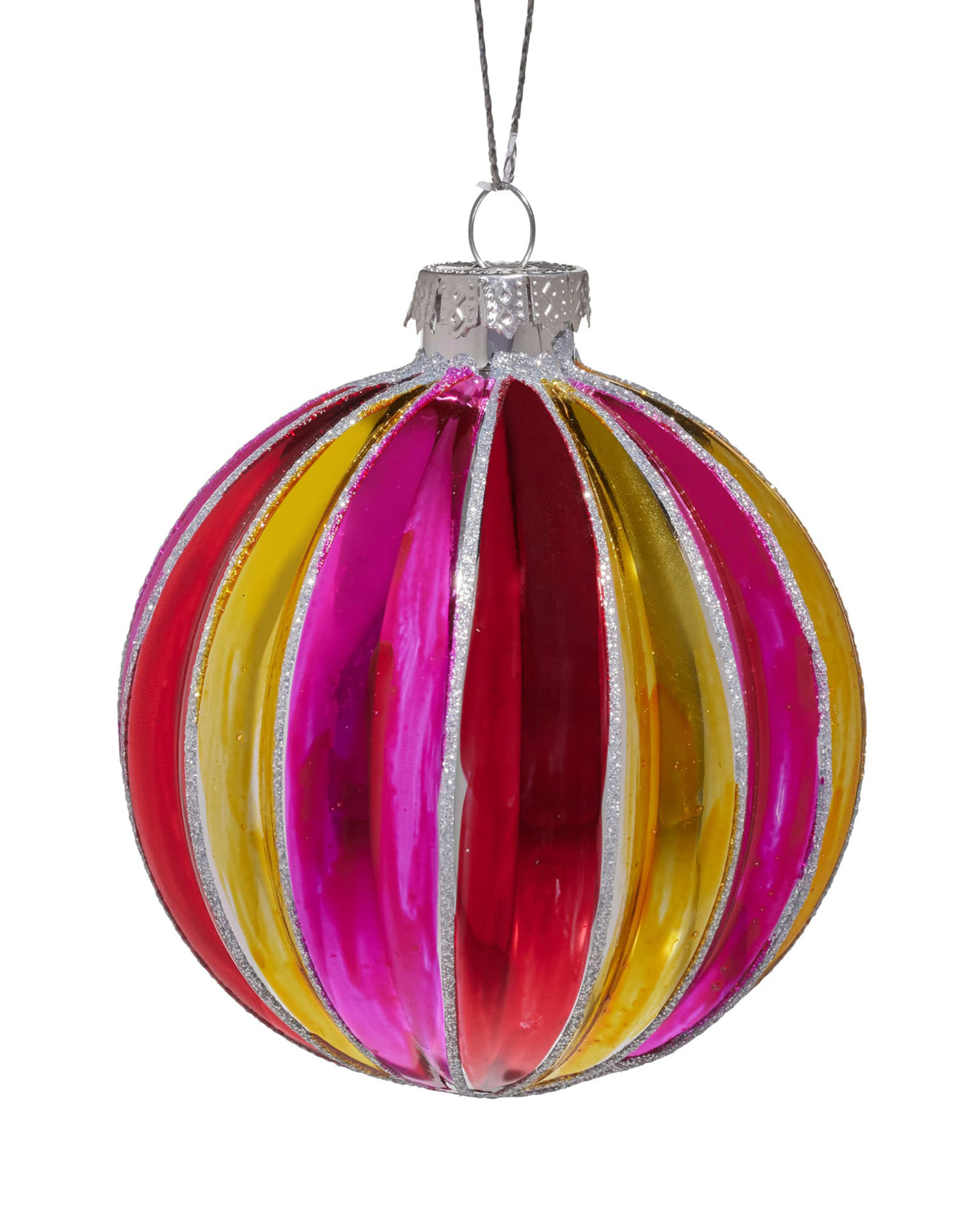 Multicoloured Glass Bauble 80mm